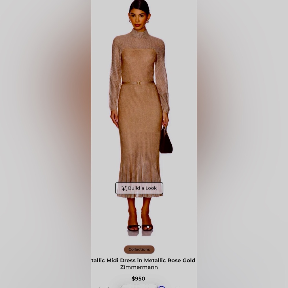 Zimmermann midi dress in metallic Gold Rose